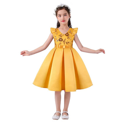 Color Kids Party Dress Sleeveless Solid Formal Girls'