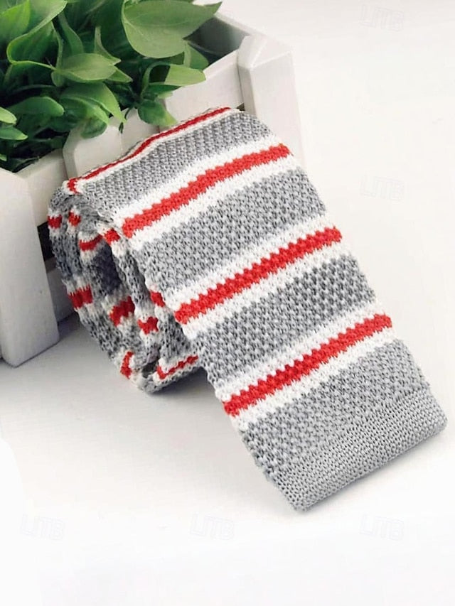 Men's Neck Stripe Woven Stylish Christmas Tie - Knit