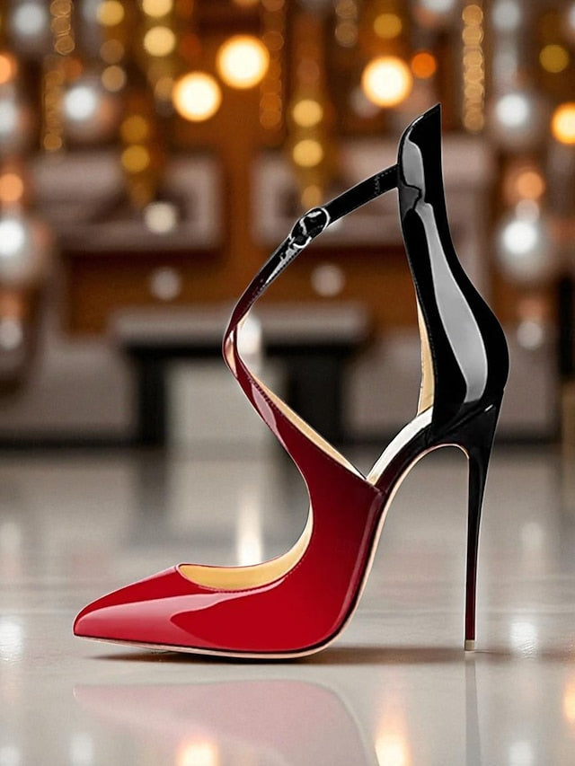 Leather Heels Stiletto Strappy - Women's Patent Purple