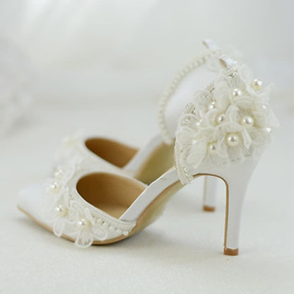 Heels Platform with Women's Floral Wedding White Lace