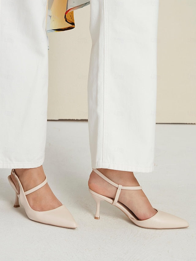 Women's Elegant Slingback Pumps Kitten Nude – Heel