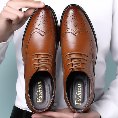 – Brown Shoes Leather Brogue Classic Faux Men's