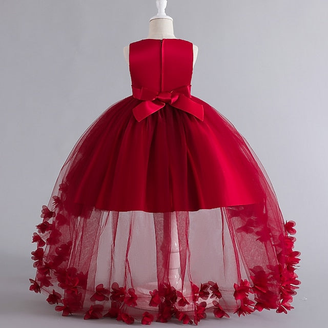 Party Dress Girls' Solid Color Sleeveless Toddler