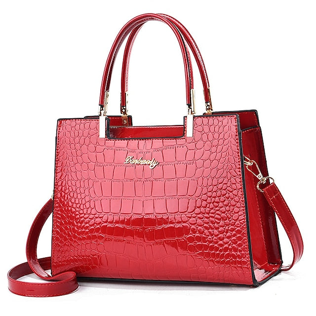 Black Crocodile Pattern Women's Elegant Handbag Leather |