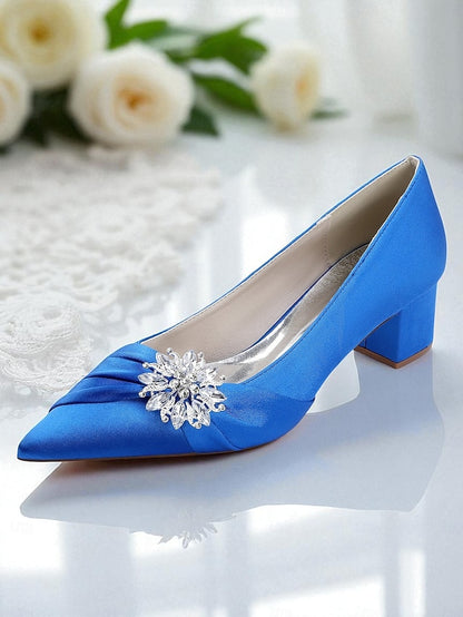 with Women's Crystal Pumps Low Heel White Block