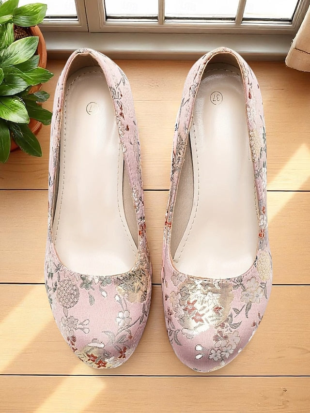 Women's Printed - Pumps – Heel Floral Platform Block