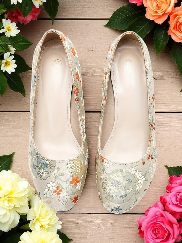Women's Printed - Pumps – Heel Floral Platform Block