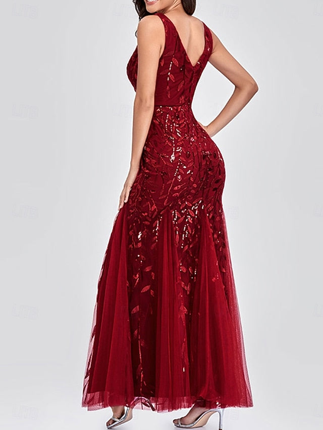 V Bride Mother Neck Party Floor the Elegant Dress of