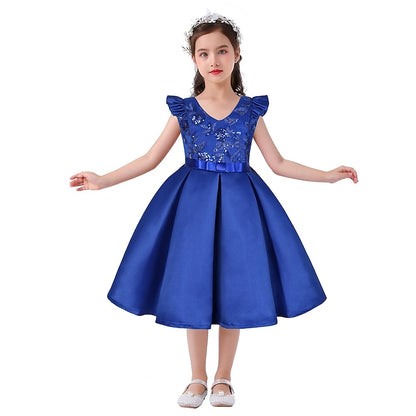 Color Kids Party Dress Sleeveless Solid Formal Girls'