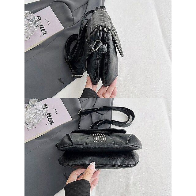 with Faux Bag Women's Leather Brown Crossbody Studded