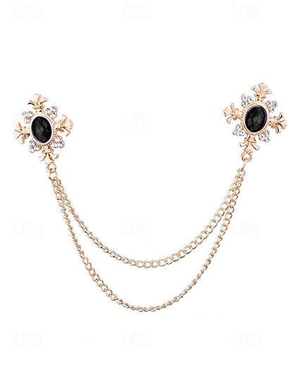 Elegant – Blue Chain Gem Brooch Collar Double Vintage