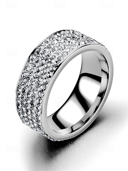 Rings Pave Wide Full Men's Band with Rhinestone