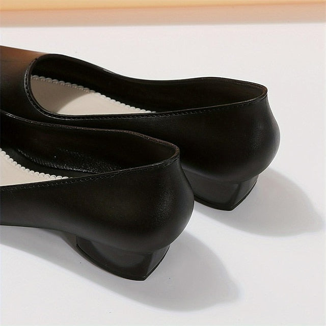 Slip-On Toe Low Black Heel Women's – Classic Pumps Round