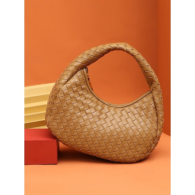 Leather Elegant Woven Chic Bag Women's Hobo – Round Ivory