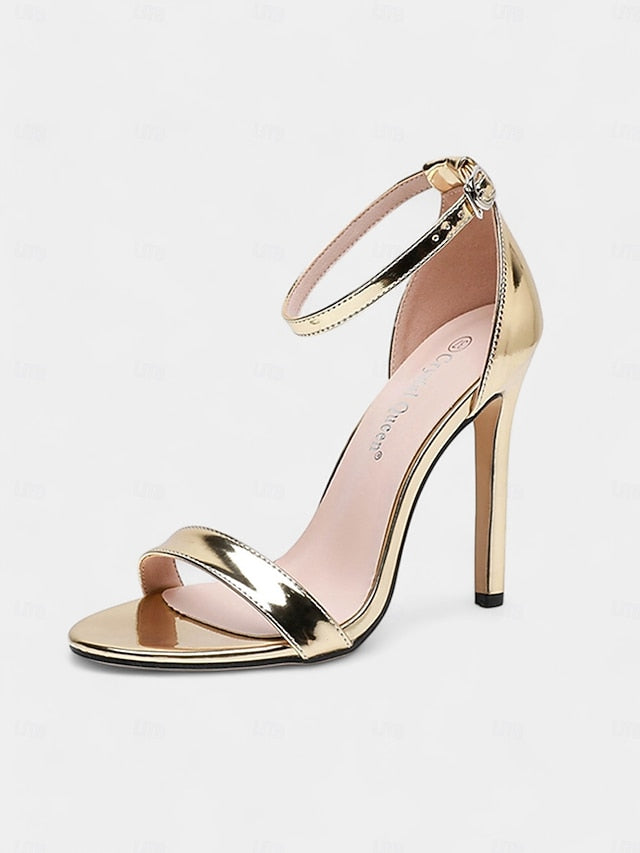 – Wedding Heel Women Sandals Stiletto for Metallic Sleek