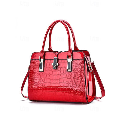 Faux - Croc Patent Women's Handbag Leather Burgundy