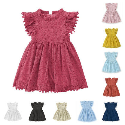 Kids Girls' Dress Short Solid Color Party Sleeve