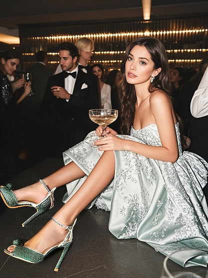 with Sandals Rhinestone Embellished Women's Stiletto Heel