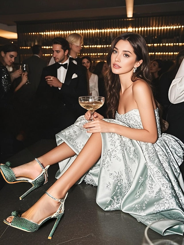 Stiletto with Women's Embellished Heel Rhinestone Sandals