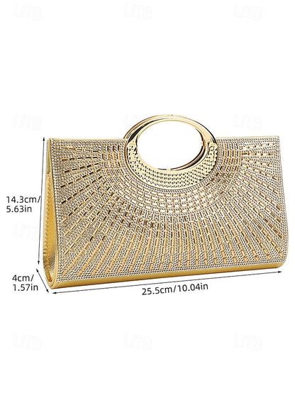 Clutch Gold Evening Round Handle Glamorous with Crystal –