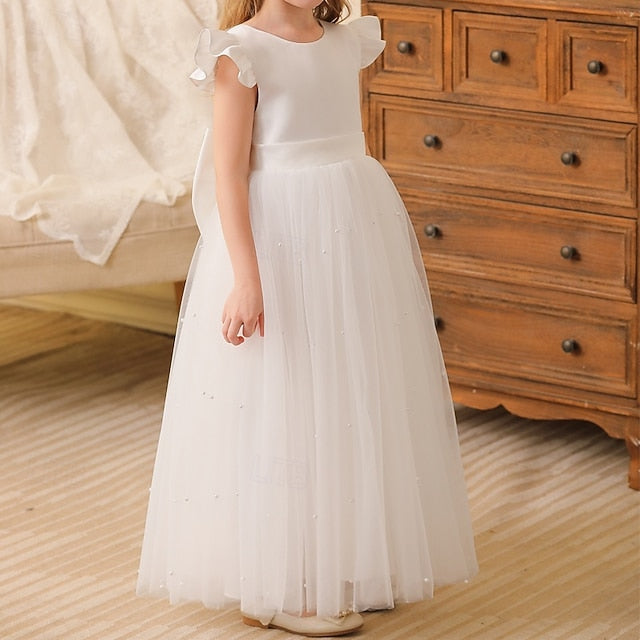 Girl Color Party Flower Kids Solid Girls' Dress