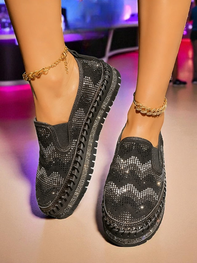 Mesh Sneakers with Glitter Women's Platform Slip-On