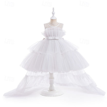 Kids Sleeveless Color Solid Party Girls' Dress Performance
