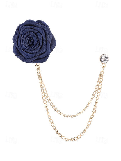 Rose – Chain Men's with Lapel Elegant Gold Pin Red