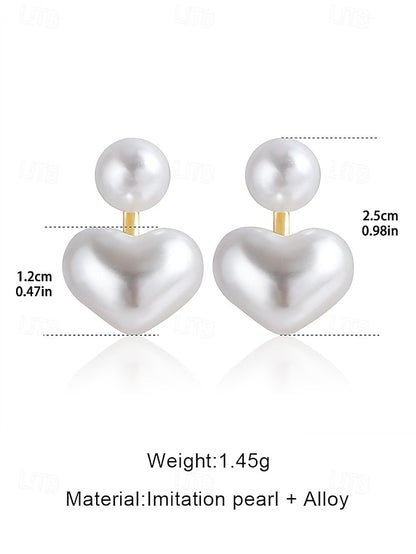 Heart-Shaped Earrings Pearl – Romantic Minimalist Elegant Drop
