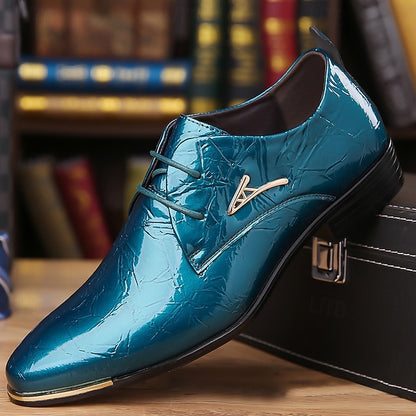 Shoes Men's Purple Bold Patent Shiny Lace-Up