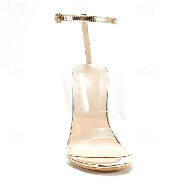 Clear Wedge Heels with Transparent Straps and Women's Gold