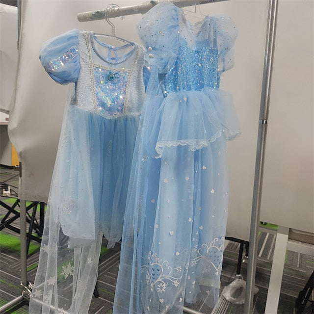 Cloak Cosplay Flower Frozen Girl Elsa Dress Princess