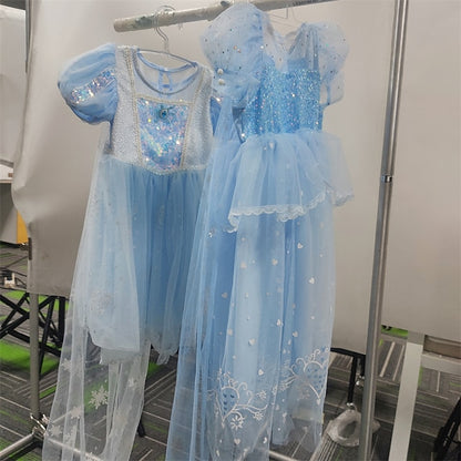 Cloak Cosplay Flower Frozen Girl Elsa Dress Princess