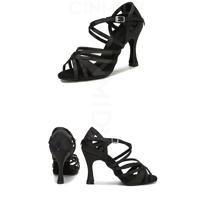 Toe Ballroom Shoes Open – Satin for Women Dance Elegant