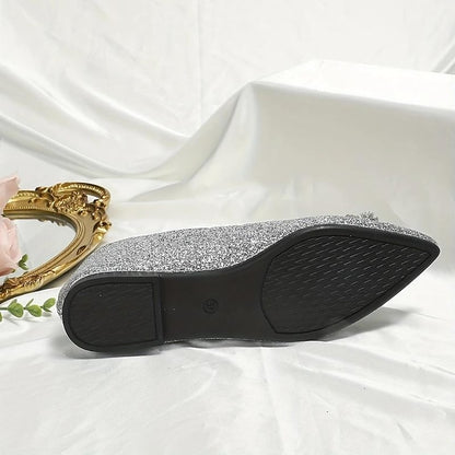 with Silver Rhinestone Glitter Women's Flats Embellished