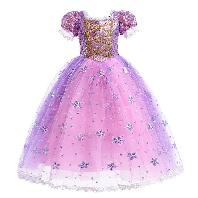 Girl Flower Dress Cosplay Princess Cloak Rapunzel