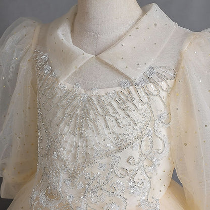 Half Color Solid Girl Kids Dress Girls' Party Flower