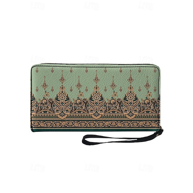 Wristlet – Floral Printed Bohemian Wallet Vintage Leather