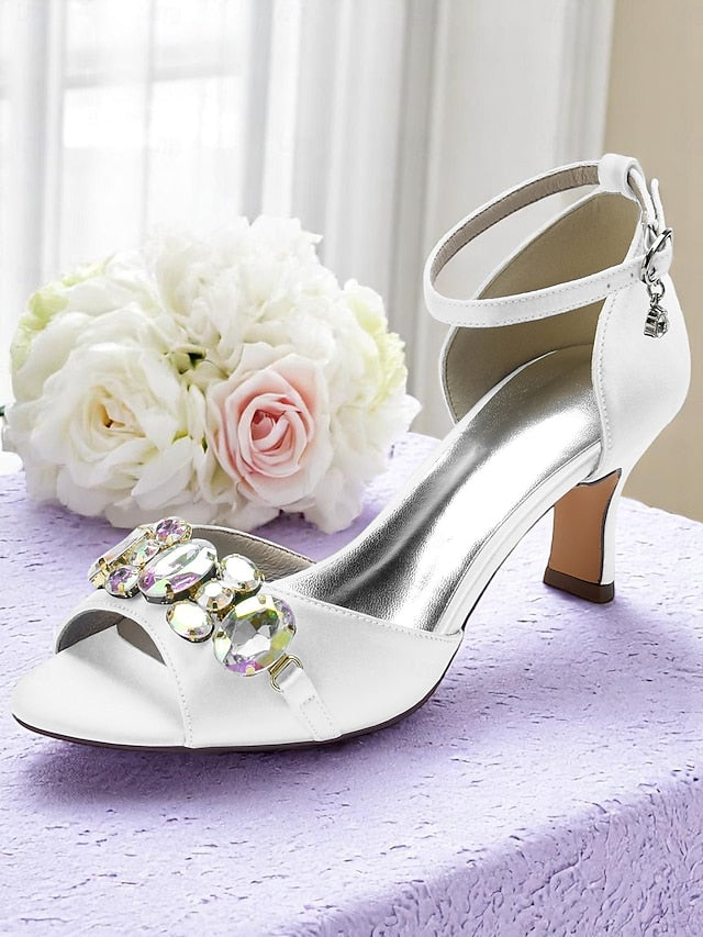 Ankle Heels and Open Satin Women's Strap Black with Toe