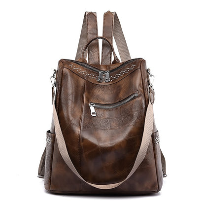 Large Backpack Women's - Leather Multi-Function Capacity
