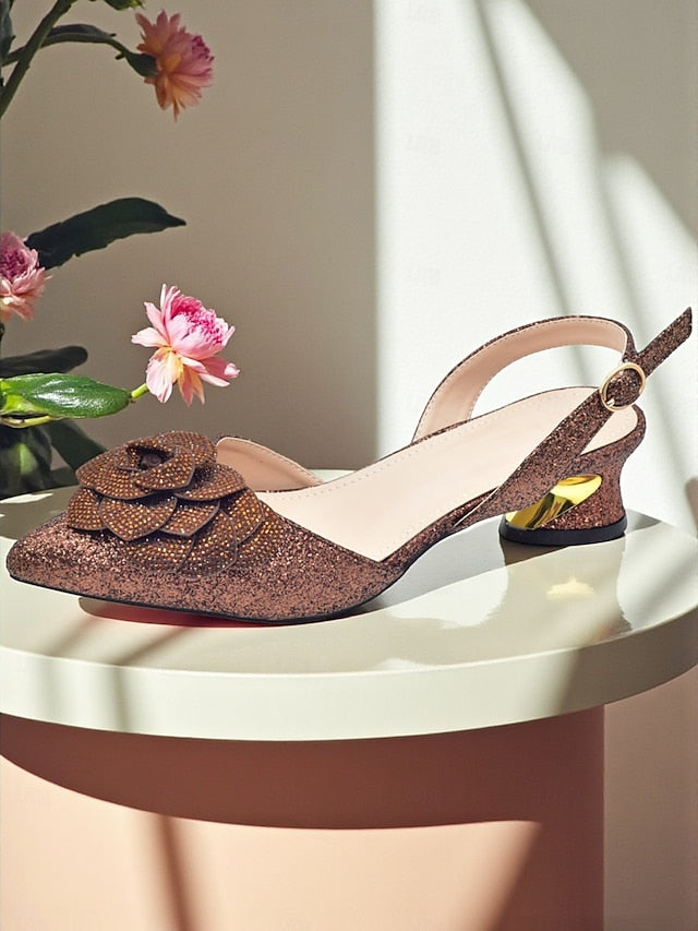 Glitter Evening and Slingback Matching Women's Clutch Heels