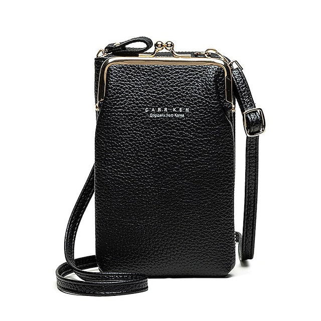 Bag Gold Women's Faux with Frame Leather Black Crossbody