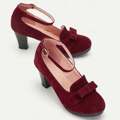 Green Jane Heels Bow Mary - with Suede Women's Detail