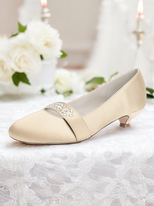 Satin with Heels Kitten Rhinestone Blue Women's