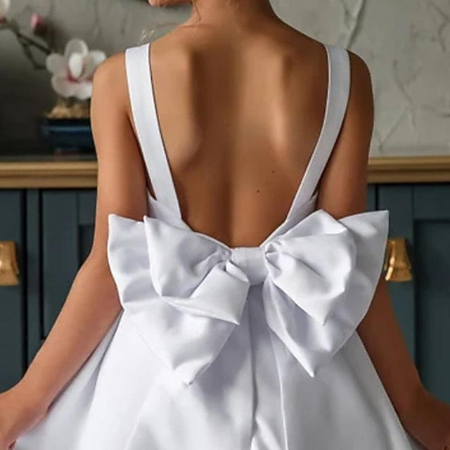 Girl Party Solid Kids Color Flower Girls' Dress