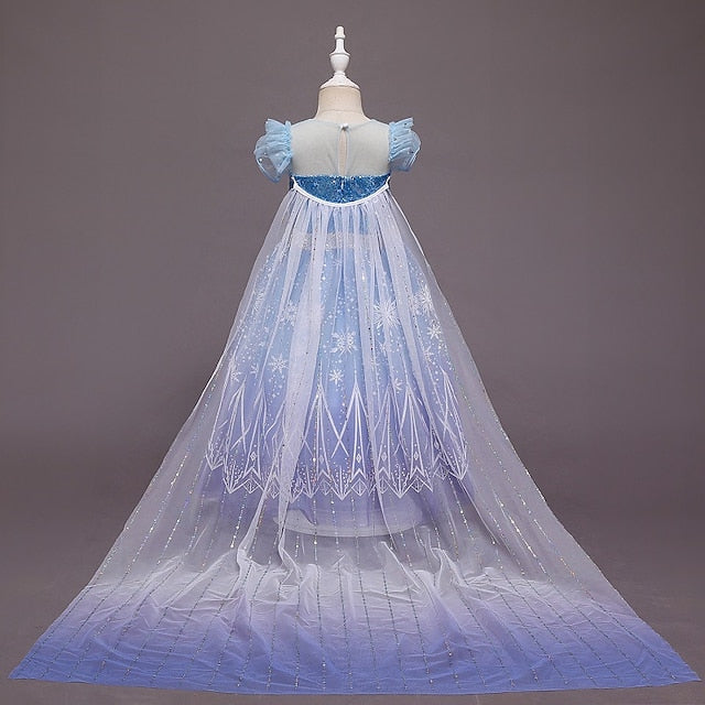 With Hooded Princess Cape Dress Cloak Set Elsa Crown Tulle