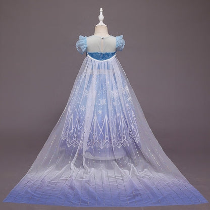 With Hooded Princess Cape Dress Cloak Set Elsa Crown Tulle