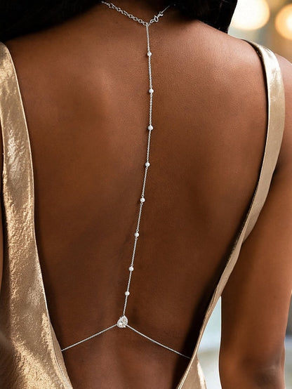 Back Crystal and Body Chain Pearl Drop Delicate Women's