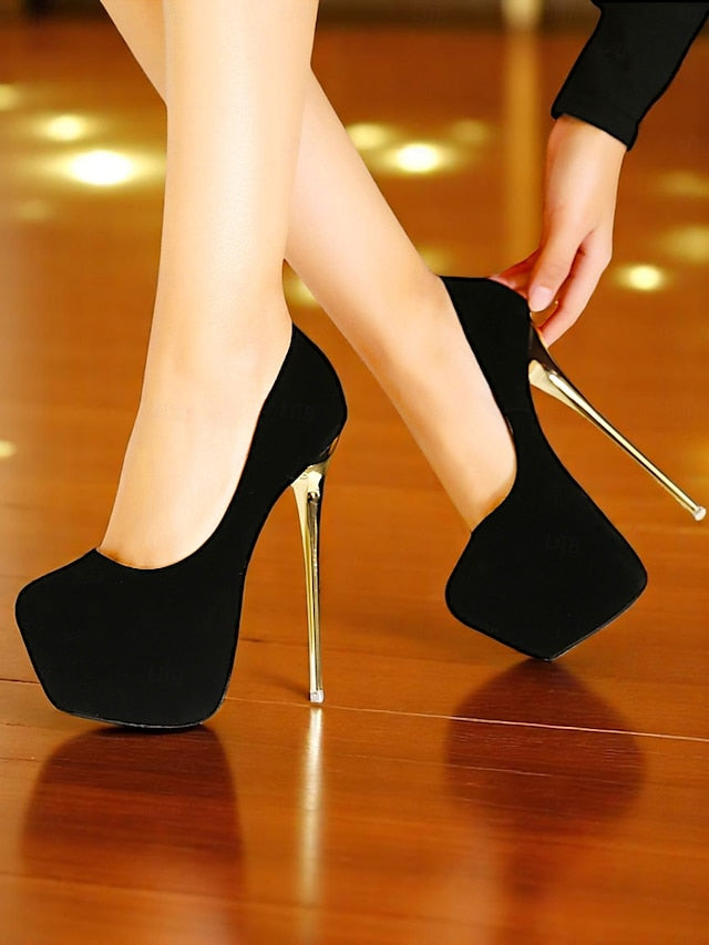 Platform and Suede with Metallic Red Stiletto Women's Heels