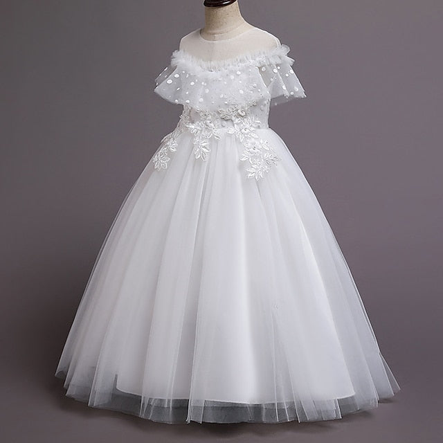 Girl Color Solid Girls' Flower Party Kids Dress